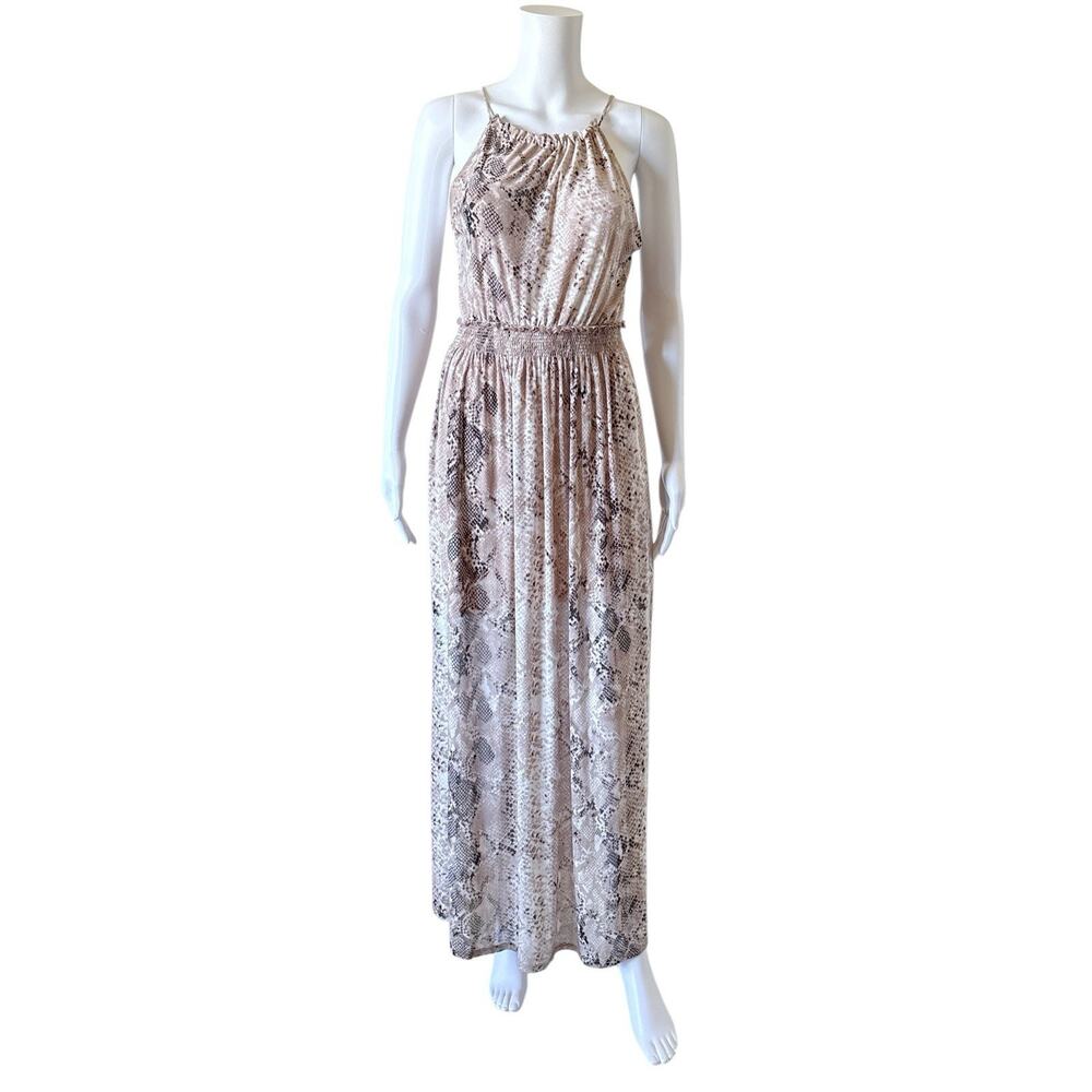 MM MM MM Maxi Dress Womens Size Small Snakeskin Print Sleeveless Slit Lined